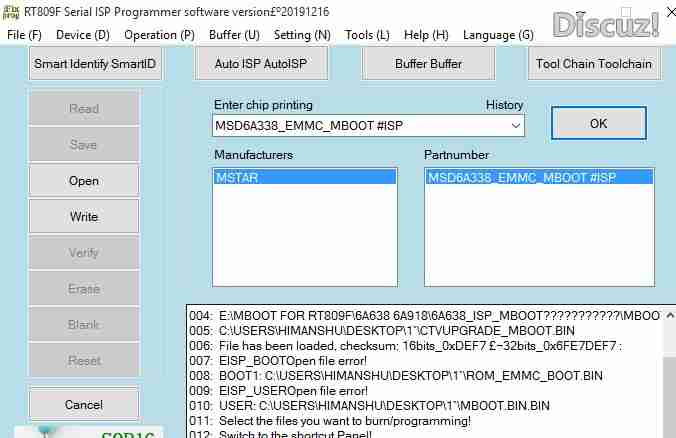 mboot write error problem from rt809f